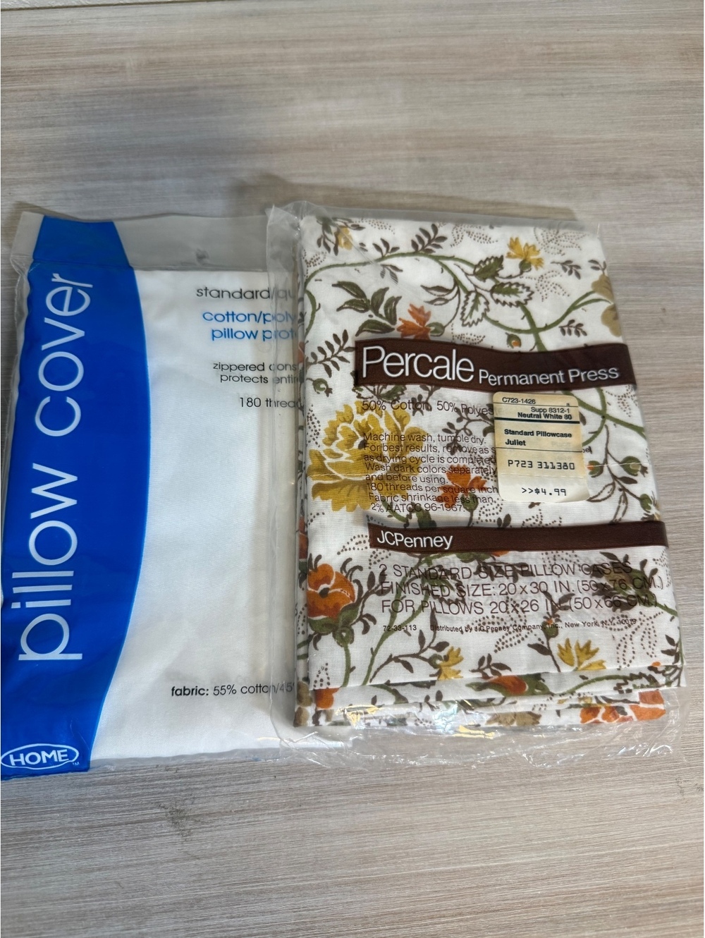 JCPenney Percale Permanent Press Standard pillowcase+Cover - Juliet Pattern